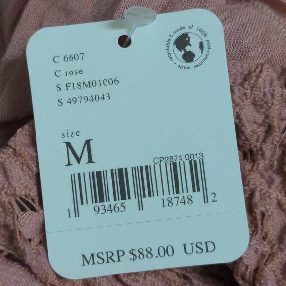 Free People Adella Slip Dress Mini Rose Lace Adjustable Ruffle Smocked M New - Picture 12 of 15